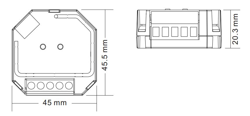 Bramka RF do grupy DALI DT6 SR-2411-RF-DIM Sunricher dopuszkowy-wymiary