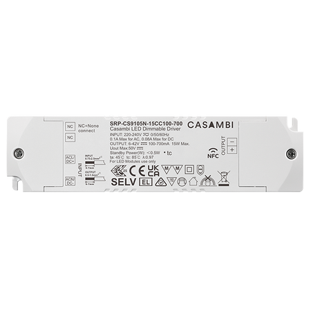 Sterownik LED Casambi 15W 1CH z funkcją NFC (prąd stały) SRP-CS9105N-15CC100-700 Sunricher
