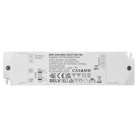 Zasilacz LED Casambi 12W 2CH z funkcją NFC (prąd stały) SRP-CS9105N-12CCT100-700 Sunricher