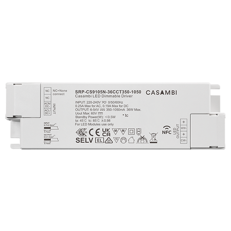 Zasilacz LED Casambi  36W 2CH z funkcją NFC (prąd stały) SRP-CS9105N-36CCT350-1050 Sunricher