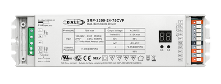 75W 4 kanały 24VDC DALI DT8 LED Stały Napięciowy Sterownik SRP-2309-24-75CVF Sunricher