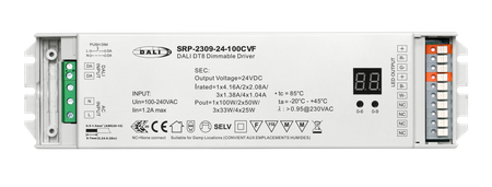 Sterownik stałonapięciowy LED 100 W, 24 V DC DALI DT8 SRP-2309-24-100CVF Sunricher