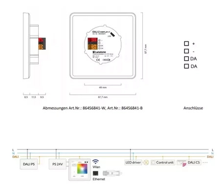 Wyświetlacz DALI-2 Panel dotykowy i kontroler LUNATONE 86456841-W