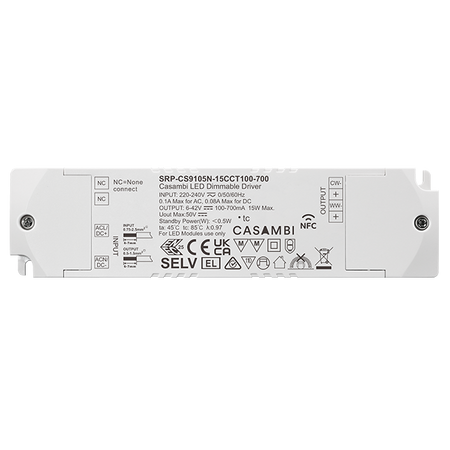 Zasilacz LED Casambi 15W 2CH z funkcją NFC (prąd stały) SRP-CS9105N-15CCT100-700 Sunricher