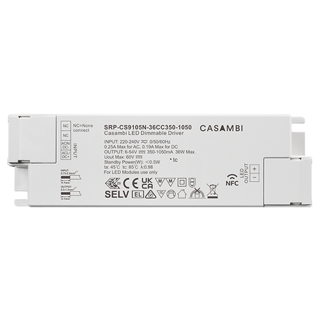 Zasilacz LED Casambi 36W 1CH z funkcją NFC (prąd stały) SRP-CS9105N-36CC350-1050 Sunricher