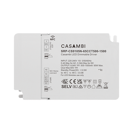 Zasilacz LED Casambi 65W 2CH z funkcją NFC (stały prąd) SRP-CS9105N-65CCT500-1500 Sunricher