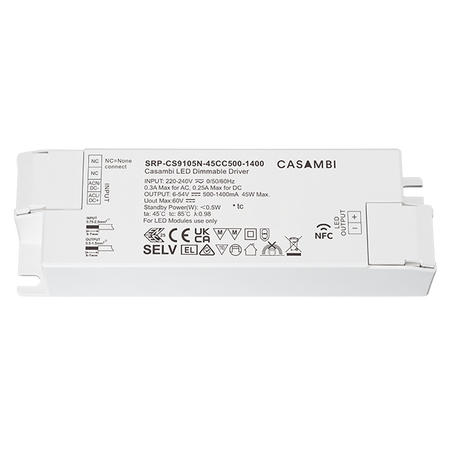 Zasilacz LED Casambi 45W 1CH z funkcją NFC (prąd stały) SRP-CS9105N-45CC500-1400 Sunricher