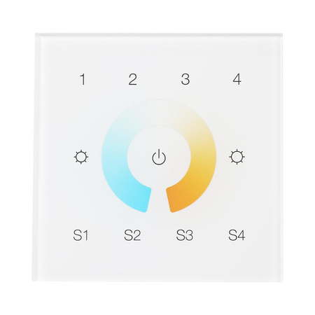 SUNRICHER – dotykowy sterownik DALI DT8 dwukolorowy, wielogrupowy (Multi Groups) SR-2300TR-G4-CCT-EU(DT8)-AC