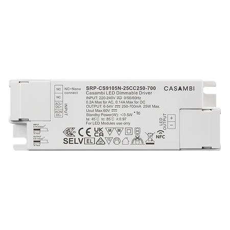 Zasilacz LED Casambi  25W 1CH z funkcją NFC (prąd stały) SRP-CS9105N-25CC250-700 Sunricher